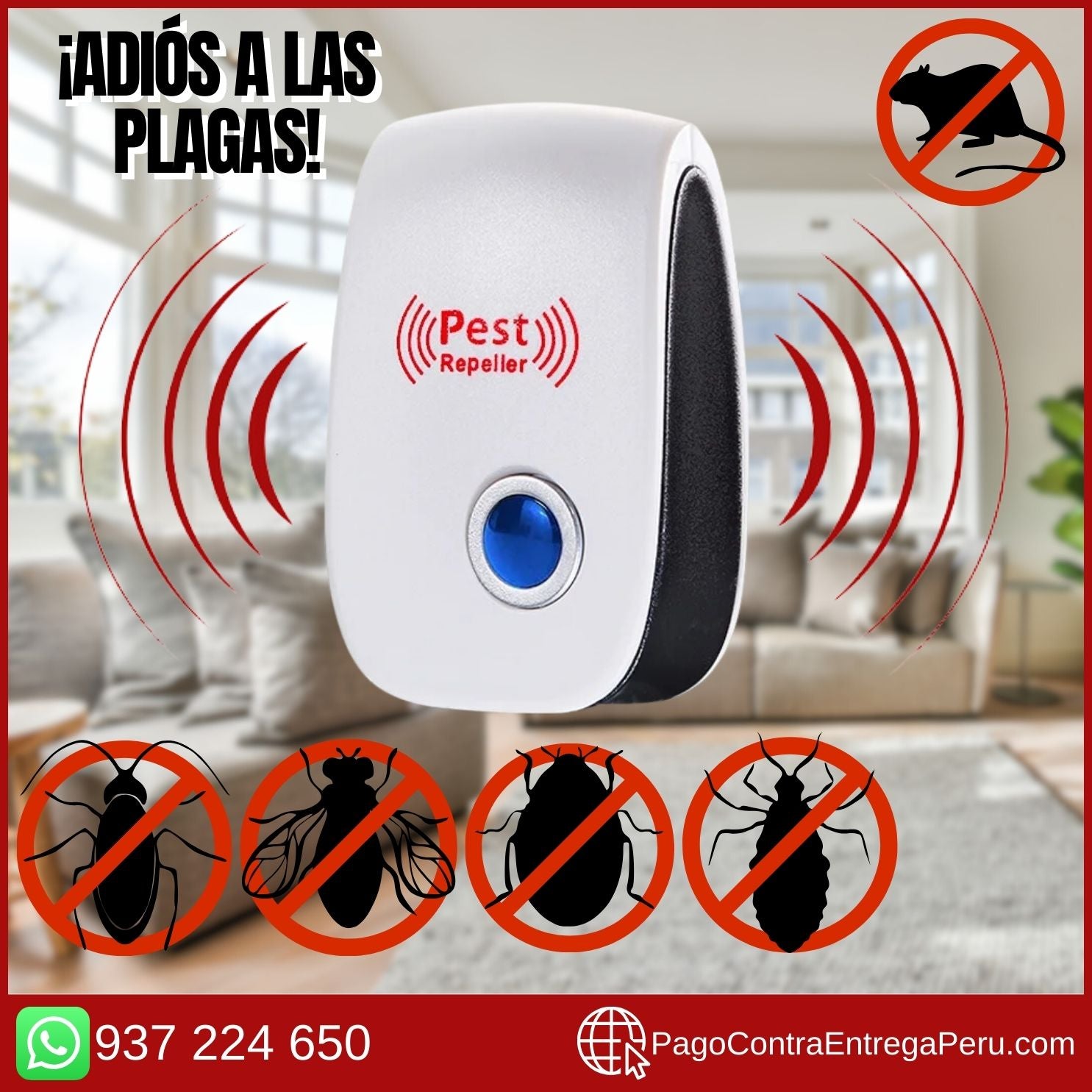 PEST REJECT - Repelente Ultrasónico para Plagas