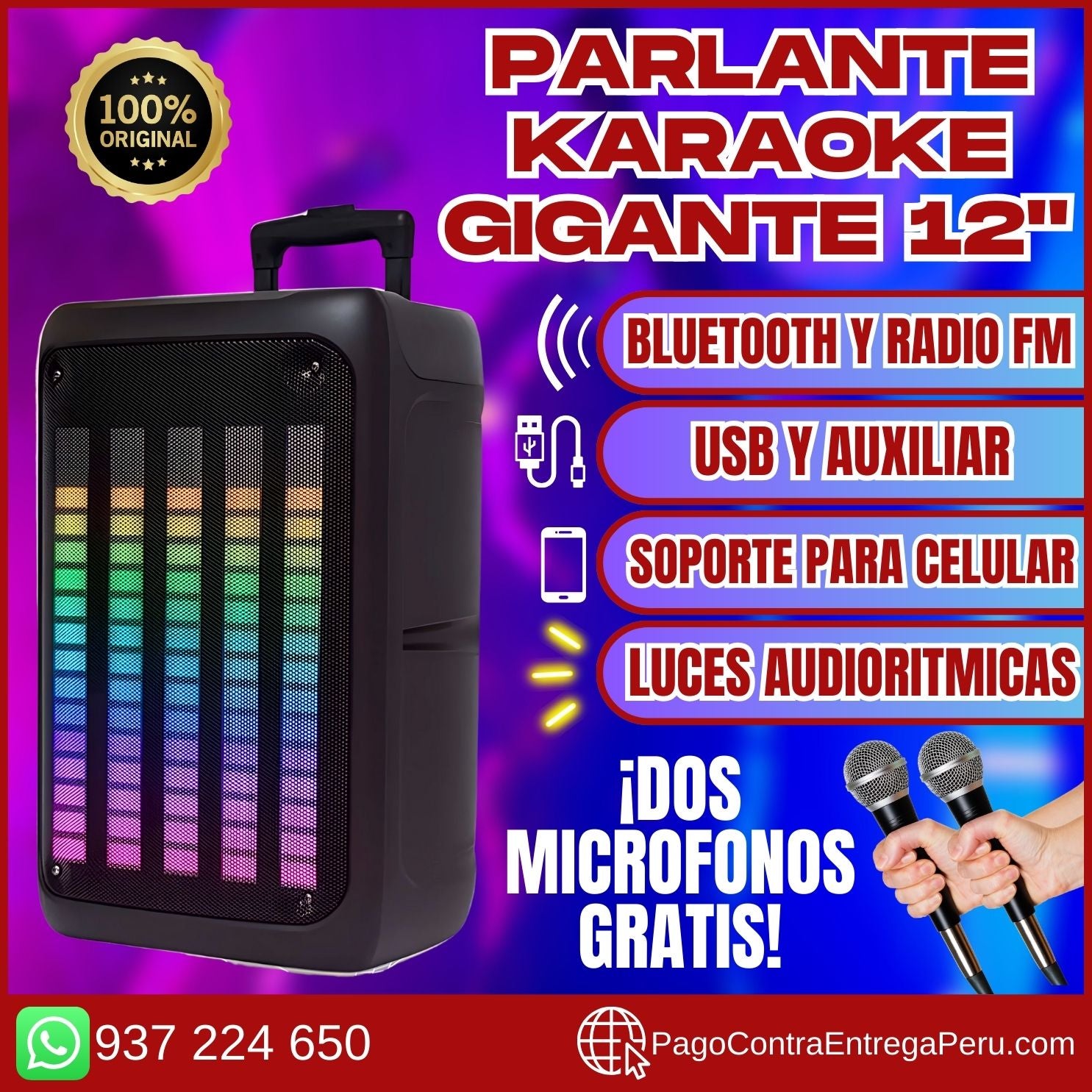 Parlantes Karaoke Bluetooth de 12″