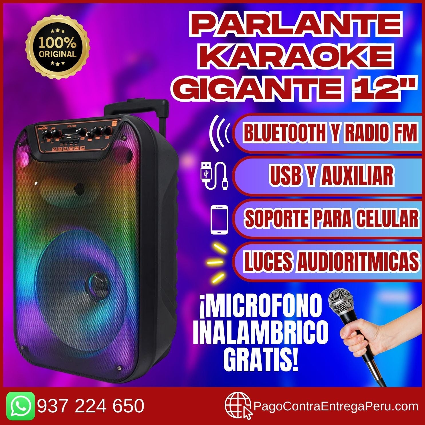 Parlantes Karaoke Bluetooth de 12″