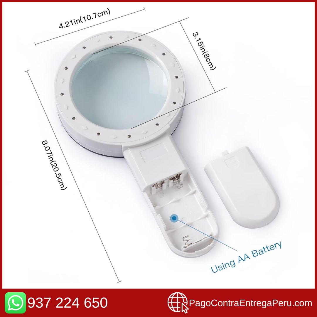 LUPA MAGNIFICADORA PARA LECTURA - CON LUZ LED PARA LECTURA NOCTURNA
