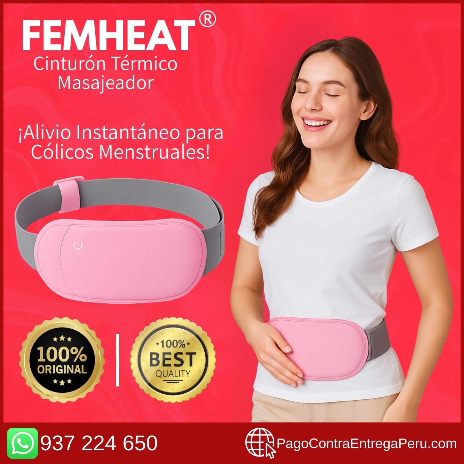 🌸FemHeat® Cinturón Térmico Masajeador - Para Cólicos Menstruales + Power Bank GRATIS🌸