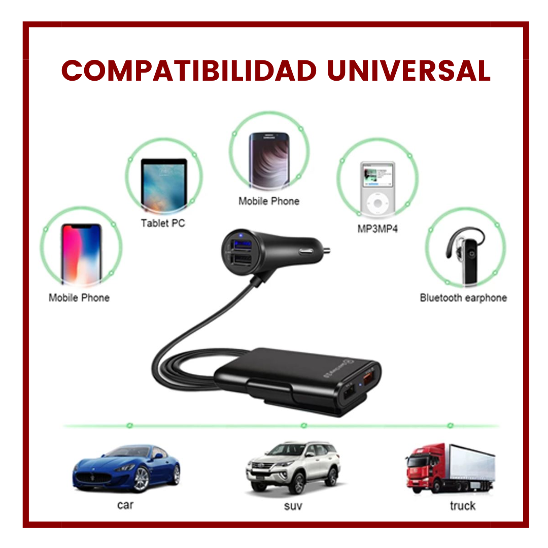 CARGADOR DE AUTO 4 PUERTOS USB