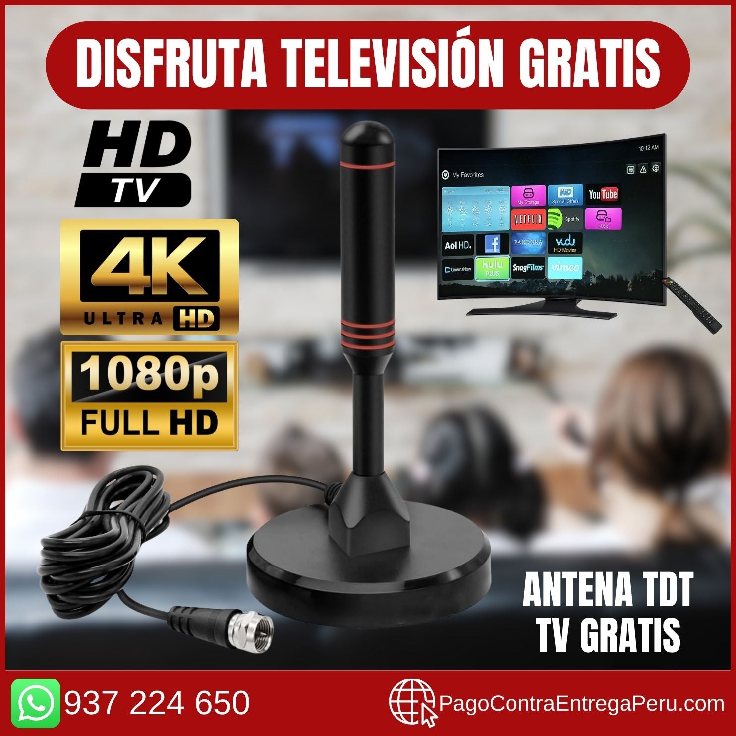 ANTENA DE TV DIGITAL HD 4K PREMIUM *