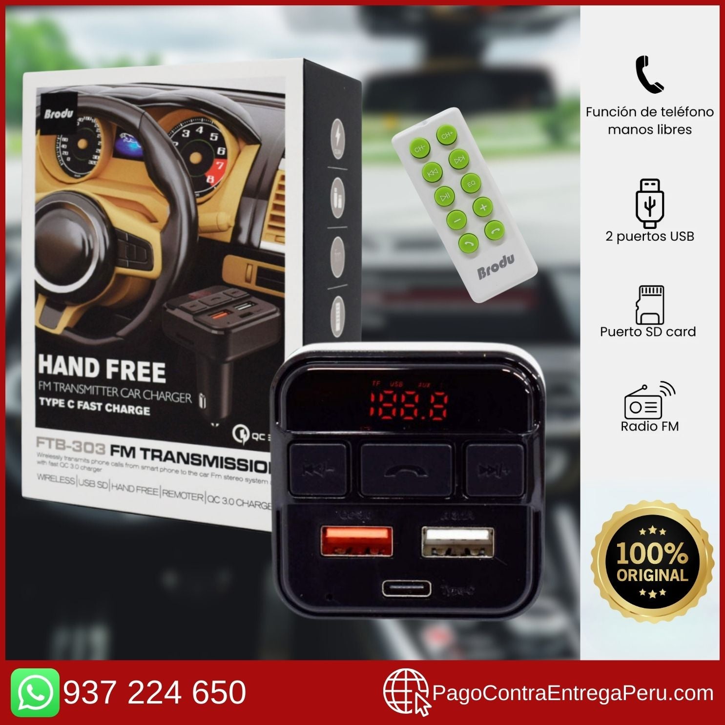 🎶TRANSMISOR BLUETOOTH🎶  SI TÚ AUTO NO CUENTA CON BLUETOOTH - ESTA ES LA SOLUCIÓN!!!!