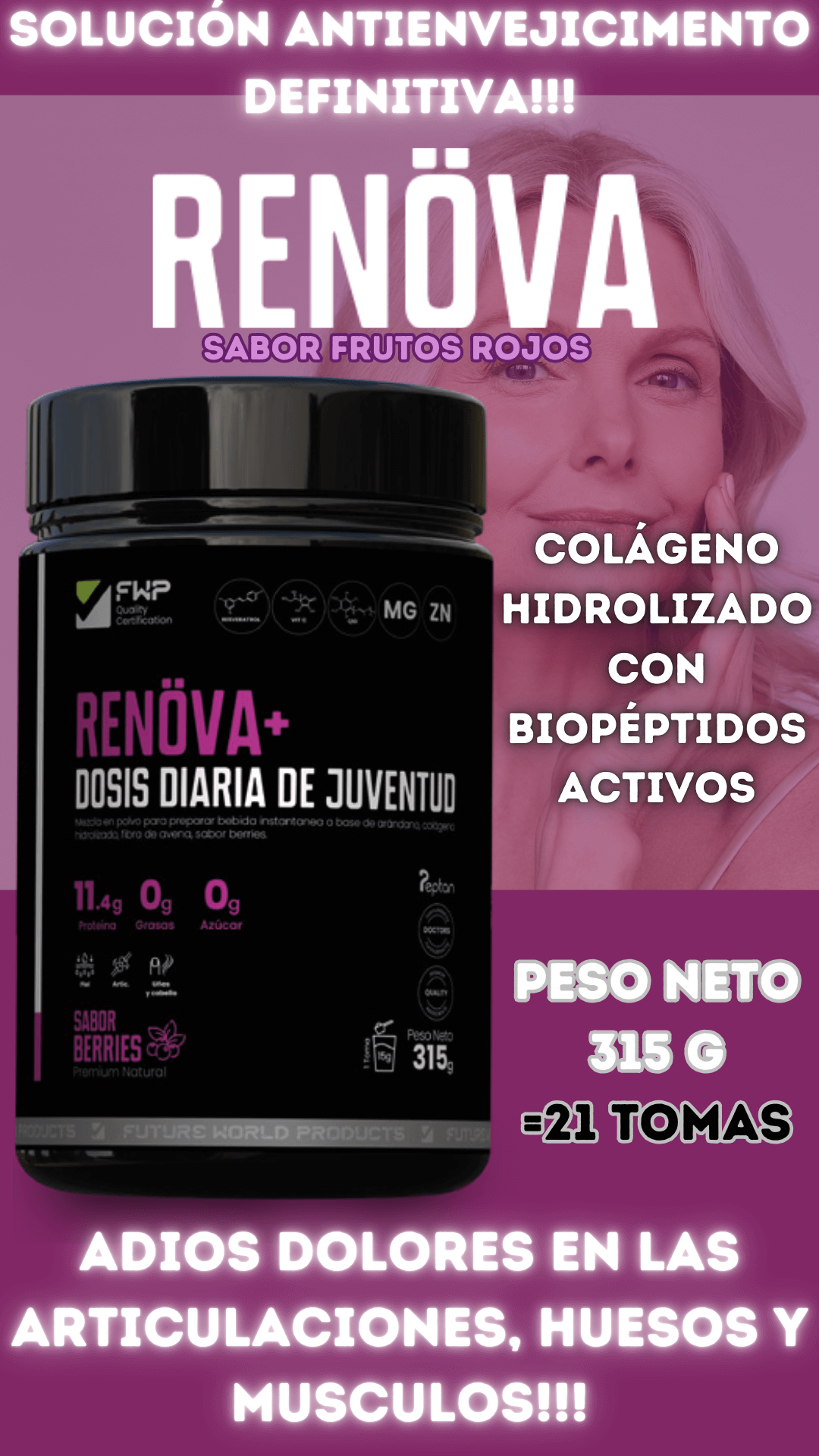 RENOVA -Colágeno  Doblemente hidrolizado (adiós dolor en las articulaciones, adiós envejecimiento)