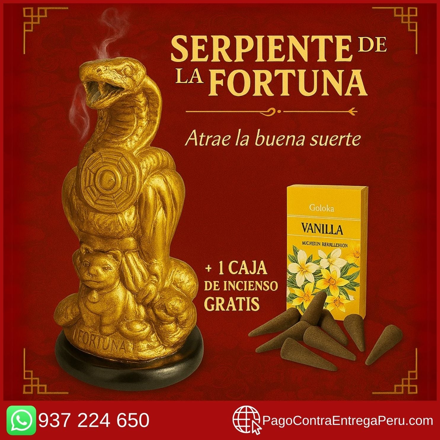 SERPIENTE 🐍 DE LA FORTUNA 💸(CERÁMICA) + regalo inciensos