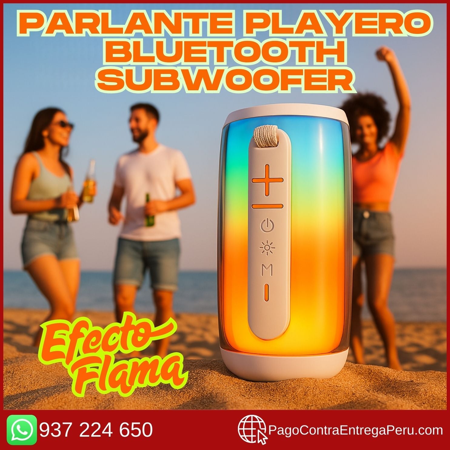 🔊PARLANTE PLAYERO BLUETOOTH SUBWOOFER EFECTO FLAMA🔥