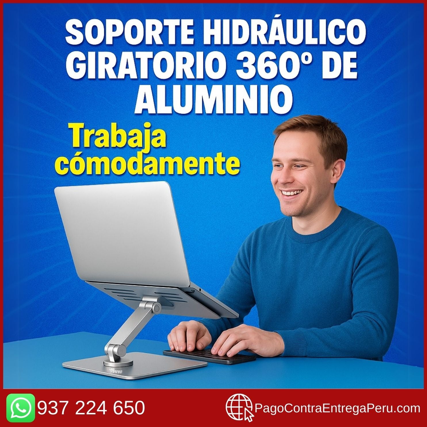 💻Soporte Hidráulico Giratorio 360° de Aluminio para Laptop💻
