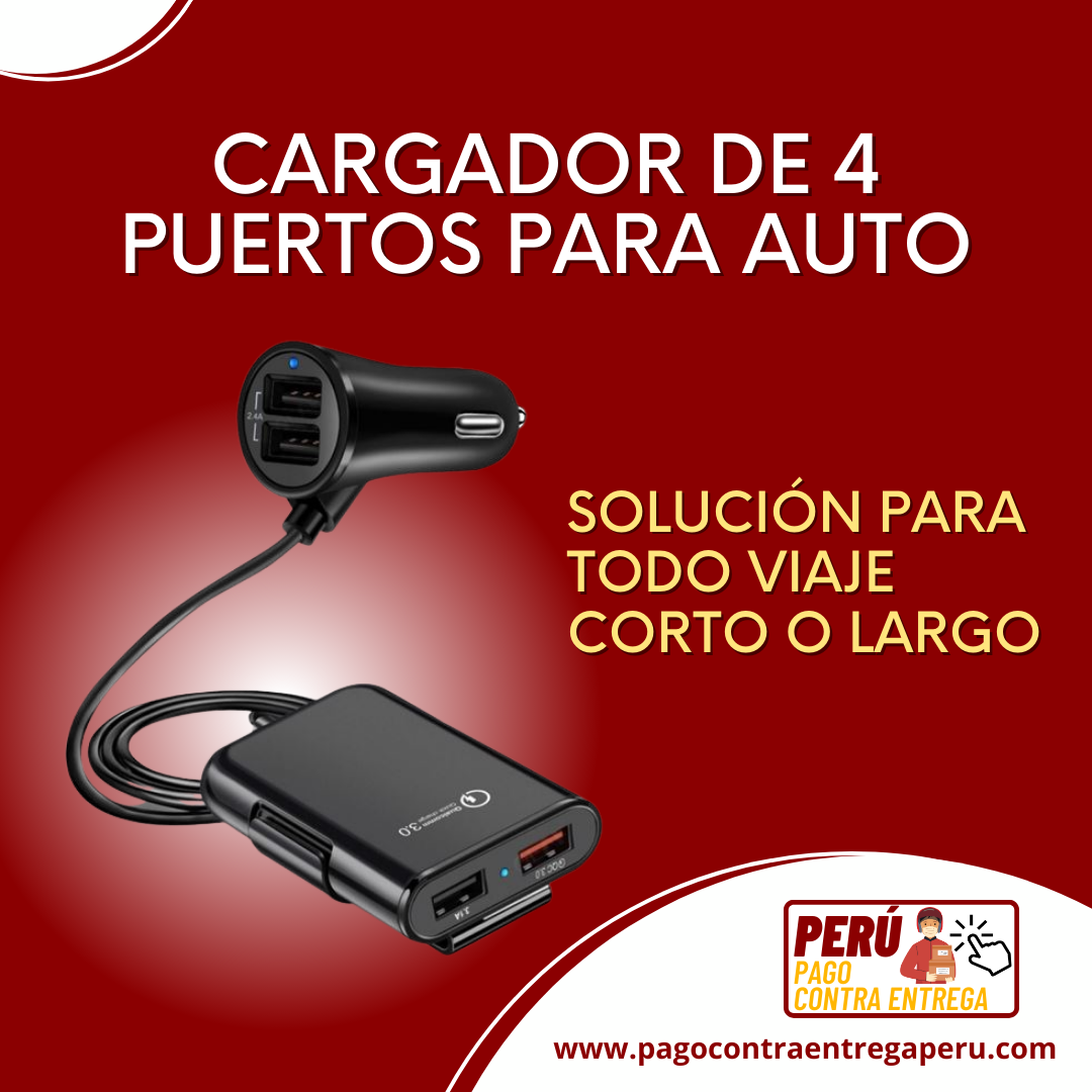 CARGADOR DE AUTO 4 PUERTOS USB