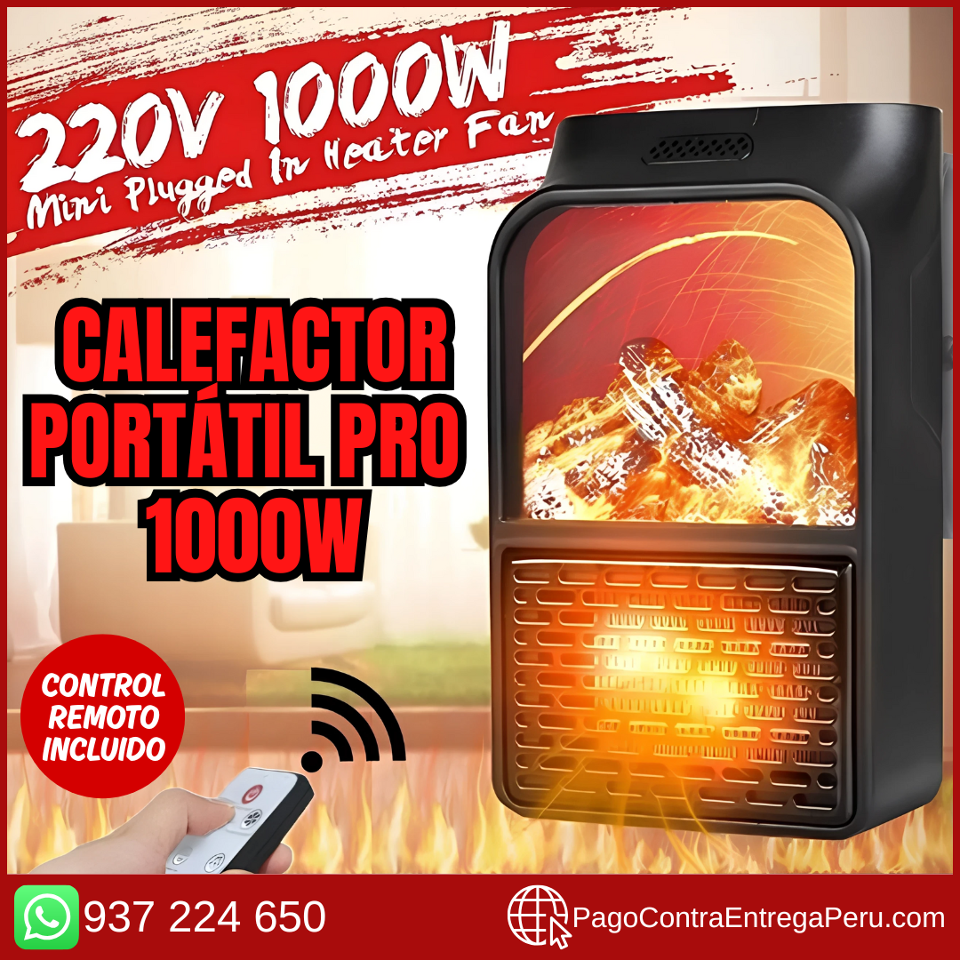 CALEFACTOR PORTÁTIL - FLAME HEATER (1000 WATTS) + CONTROL REMOTO