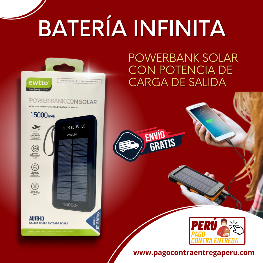 POWER BANK  BATERIA SOLAR INFINITA⭐⭐⭐  (𝗘𝗡𝗩𝗜𝗢 𝗚𝗥𝗔𝗧𝗜𝗦!!!!) - LIMA