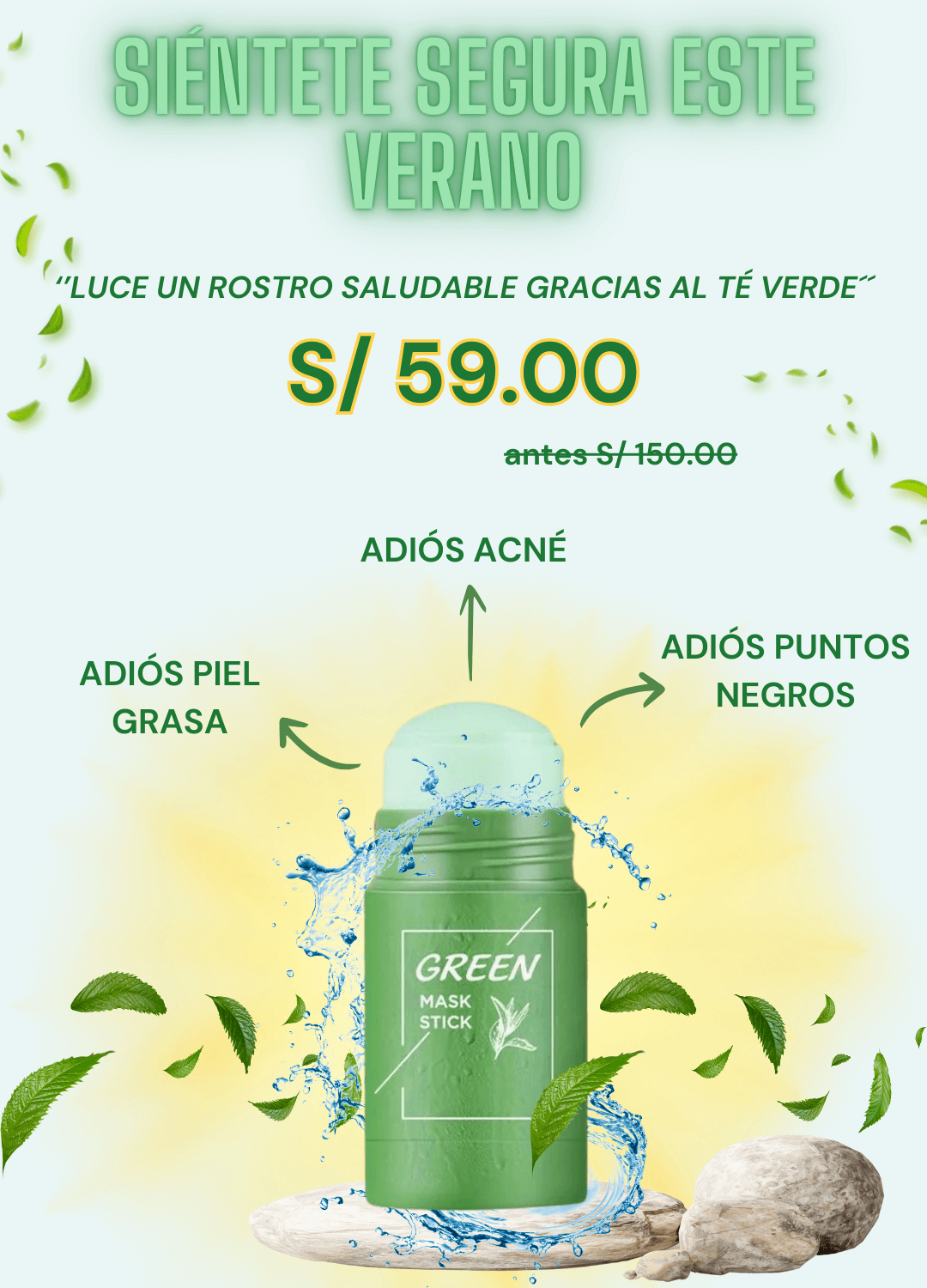 Mascarilla de té verde de limpieza profunda (SIENTETE SEGURA ESTE VERANO) !!!!